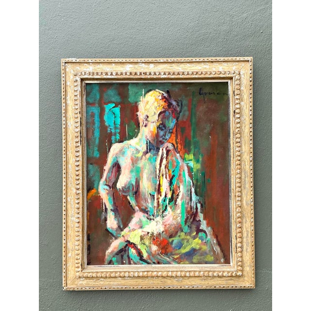 Vintage MCM Original Abstract Figurative Nude on Canvas For Sale - Image 9 of 14