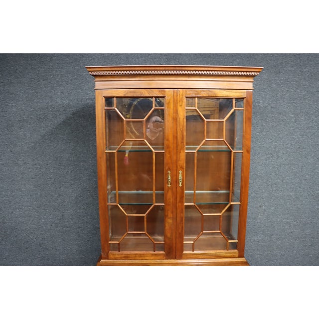 Brown Stickley Cherry Two-Piece China Cabinet With Glass Doors For Sale - Image 8 of 15