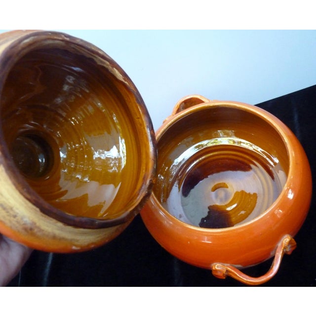 1950s 1950s Signed Mid-Century Modern C. Tinel French Studio Pottery Soup Tureen Burnt Orange Fat Lava Glaze For Sale - Image 5 of 10