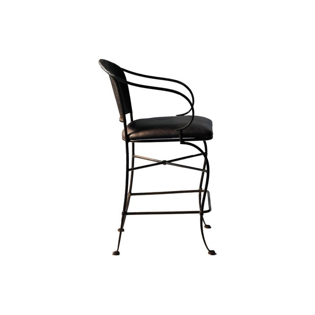 Iron and Faux Leather Stools For Sale - Image 4 of 8