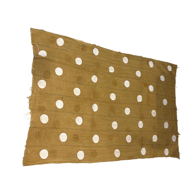 Vintage African Large Mustard & White Mud Cloth Textile Mali 66" by 43" For Sale In New York - Image 6 of 7