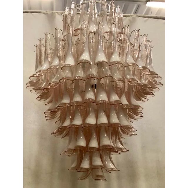Mazzega Murano Chandelier in Light Pink, 2000 For Sale - Image 7 of 10