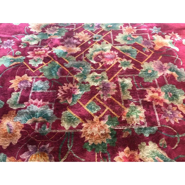 Antique Art Deco Floral Chinese Rug For Sale In Los Angeles - Image 6 of 10