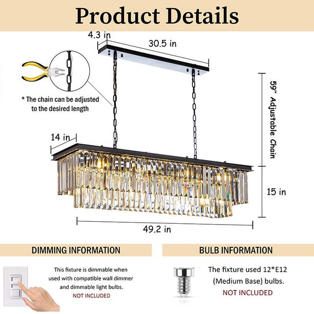 These stunning 2 tier rectangular chandeliers are adorned with luxurious tiers of K9 crystals which shimmer and reflect...