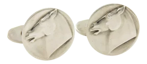 Georg Jensen Sterling Horse Round Top Stud Cufflinks - 2 Pieces