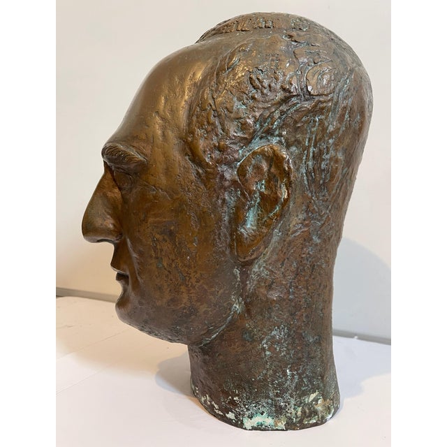 Minna Harkavy, Bronze Modernist Sculpture Portrait, Leo Stein by Minna Harkavy WPA Artist, c.1930-1940 For Sale - Image 4 of 9