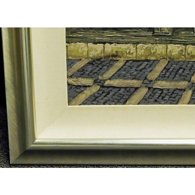 Textile Viktor Shvaiko "Along the Street" Original Painting on Canvas Custom Frame Hs For Sale - Image 7 of 7