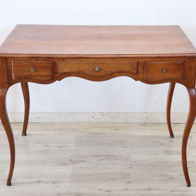 Brown Antique Walnut and Cherry Wood Writing Desk, 1700s For Sale - Image 8 of 14