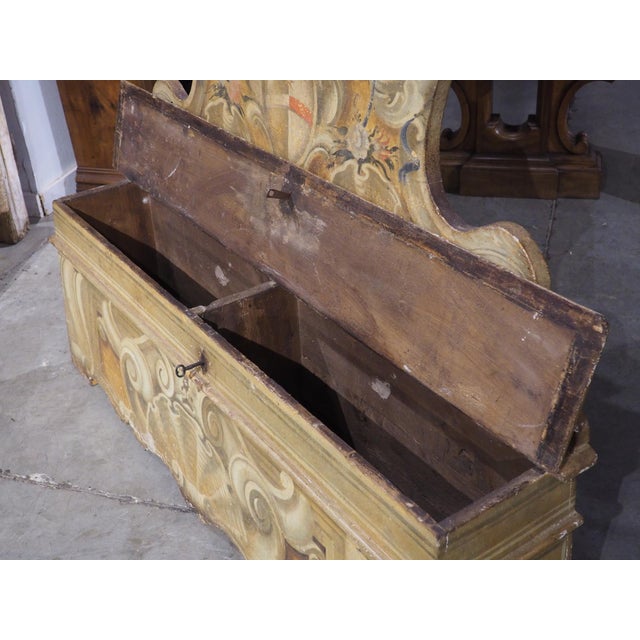 18th Century Painted Armorial Cassapanca Bench From Tuscany, Italy For Sale - Image 10 of 18