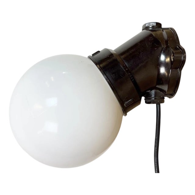 Vintage Brown Bakelite Wall Light with Milk Glass, 1970s For Sale