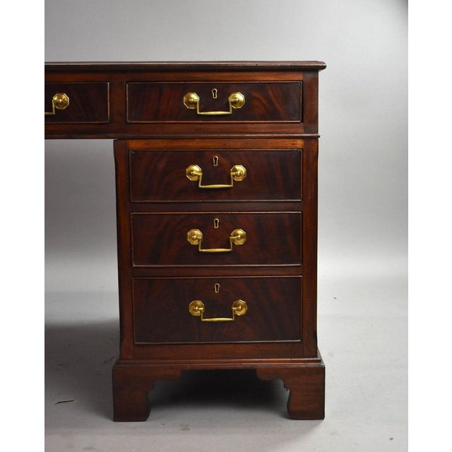 Edwardian Mahogany Pedestal Desk, 1900s For Sale - Image 4 of 10