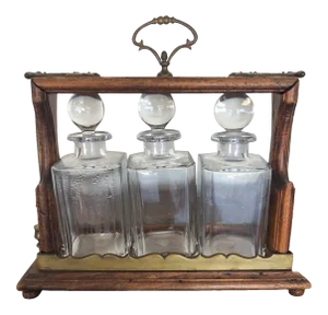 Antique English Oak Decanter Tantalus