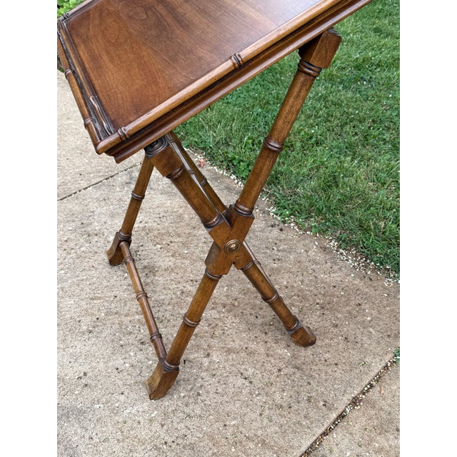 Baker Furniture Company Vintage Faux Bamboo Style Wooden Lectern Library Book Display Stand For Sale - Image 4 of 11