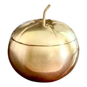 Vintage Large Italian Mid Century Modern Brass Pumpkin Form Ice Bucket / Box