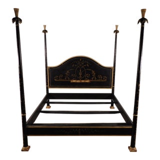 Vintage Made in Italy Standard King Kingsize Venetian Hand Paint-Decorated Bed For Sale