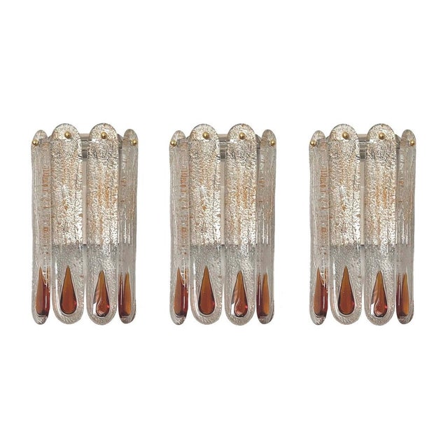 Mid-Century Modern Italian Murano Wall Sconces from Mazzega, 1970s, Set of 3 For Sale - Image 11 of 11