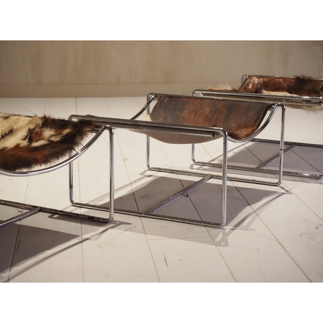 Vintage Cowhide Stools by Odile Mir, 1972, Set of 3 For Sale - Image 12 of 18