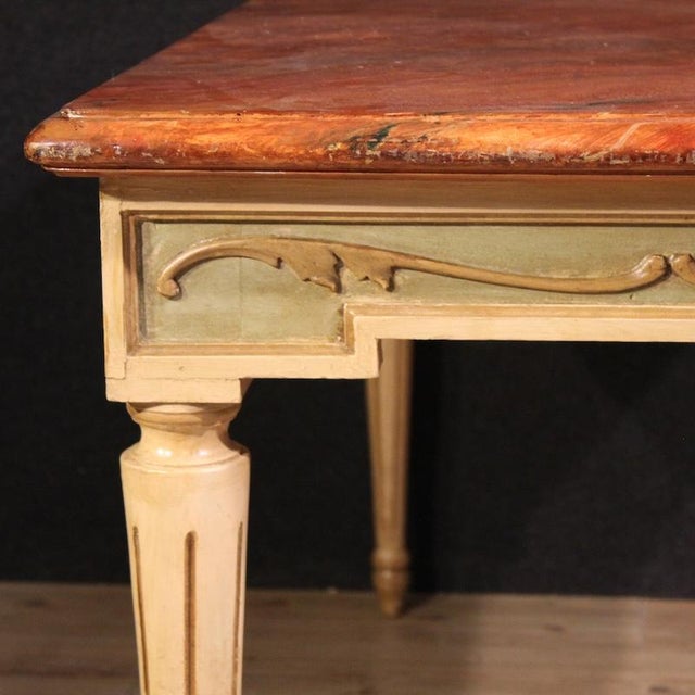 20th Century Louis XVI Lacquered and Painted Table, 1950s For Sale - Image 9 of 12