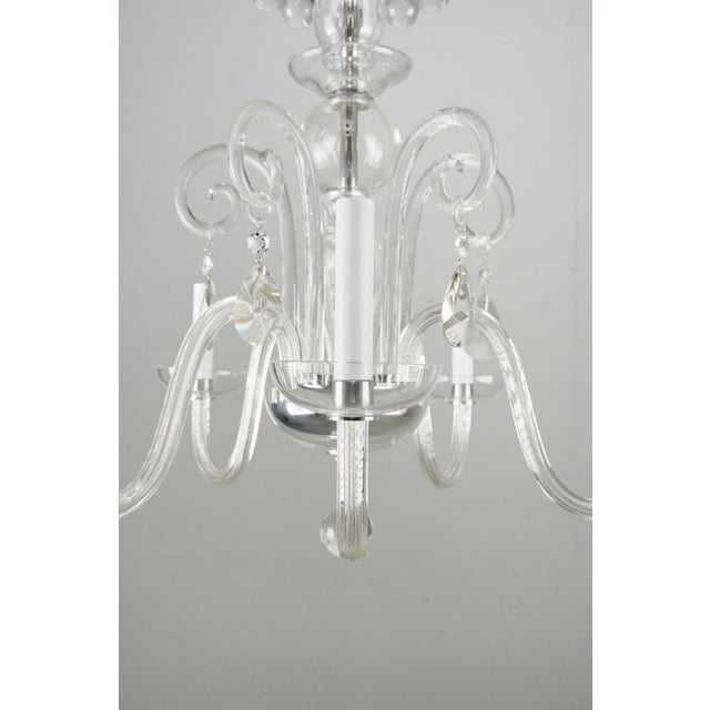Mid 20th Century Restored Clear Crystal Five Arm Chandelier For Sale - Image 4 of 12