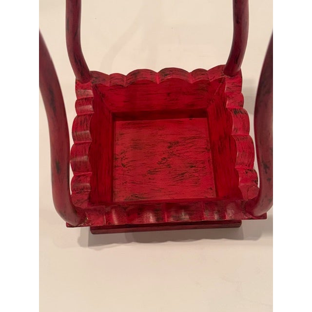 1970s Vintage Red Lacquer Square Side Table For Sale - Image 5 of 5