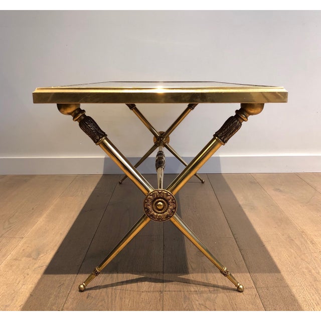 1940s Neoclassical style coffee table with marble top in the style of Raymond Subes For Sale - Image 6 of 12