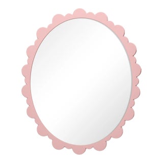 Fleur Home Garden District Valmont Oval Mirror in Authentic Pink, 32x37 For Sale