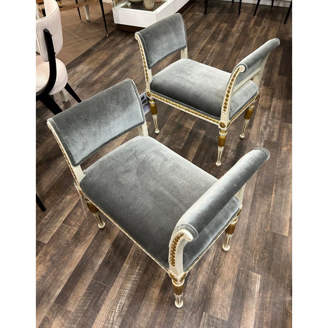 Empire Style High Sided Bench With Gilt Details and Mohair Velvet Upholstery For Sale - Image 15 of 16