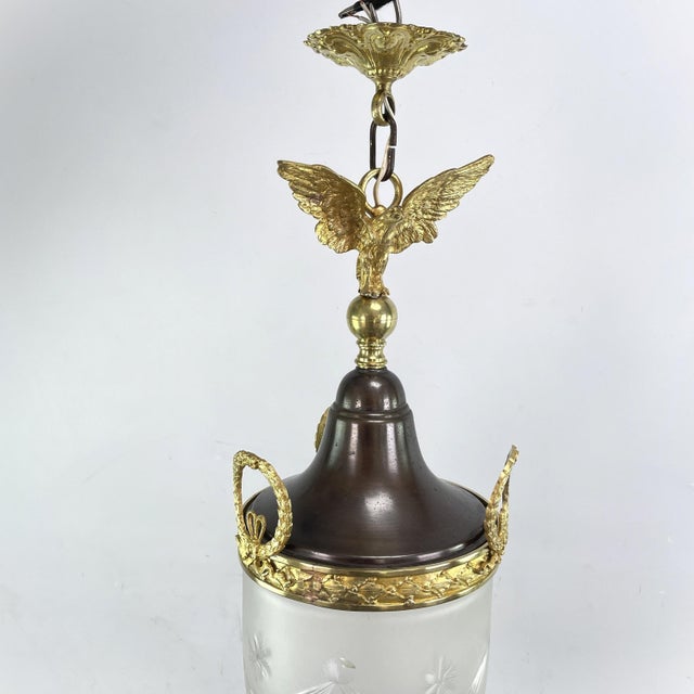 Art Nouveau Hanging Lamp with Eagle, 1890s For Sale - Image 5 of 11