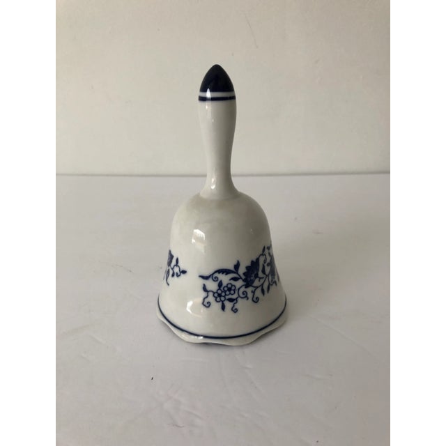 Rustic European Japan Blue Onion Ceramic Bell 5.5” Tall For Sale - Image 3 of 5