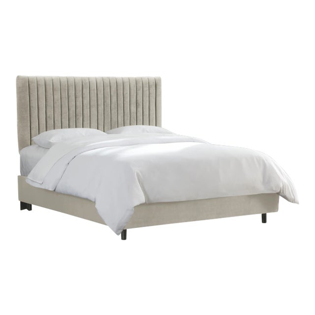 Margaux Bed Light Grey Classic Velvet, Full For Sale