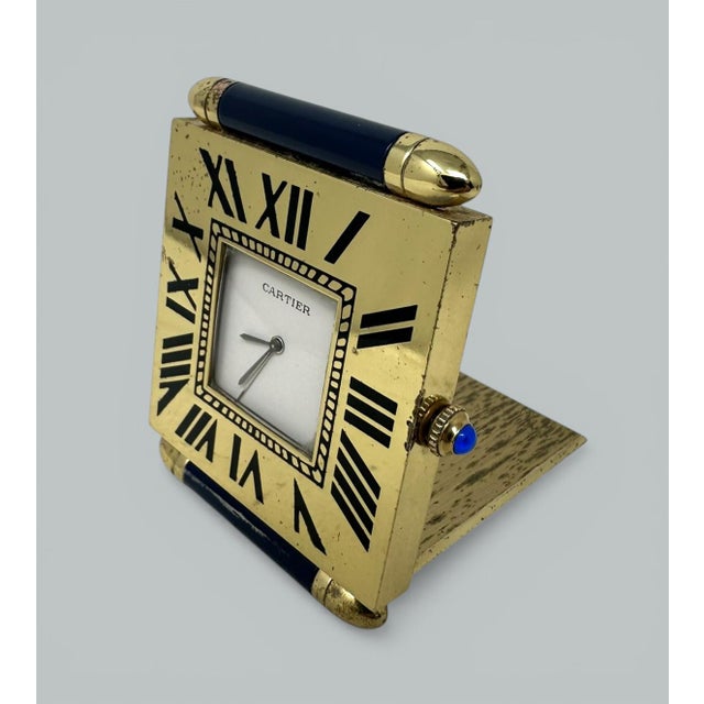 Mid 20th Century Mid Century Vintage Cartier Paris French Quartz Quadrant Traveling Alarm Clock For Sale - Image 5 of 6