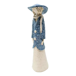 Tremblay Studio Woman in a Blue Hat Art Pottery - Vintage Folk Art - Handmade in Canada
