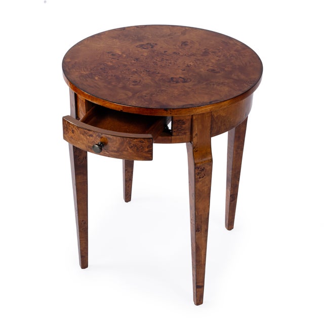 Archer 20 in. W Round Burl Wood 1 Drawer Side Table, Traditional Burl For Sale In Chicago - Image 6 of 11