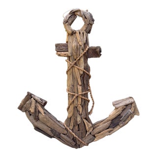 Handmade Vintage Driftwood Anchor For Sale