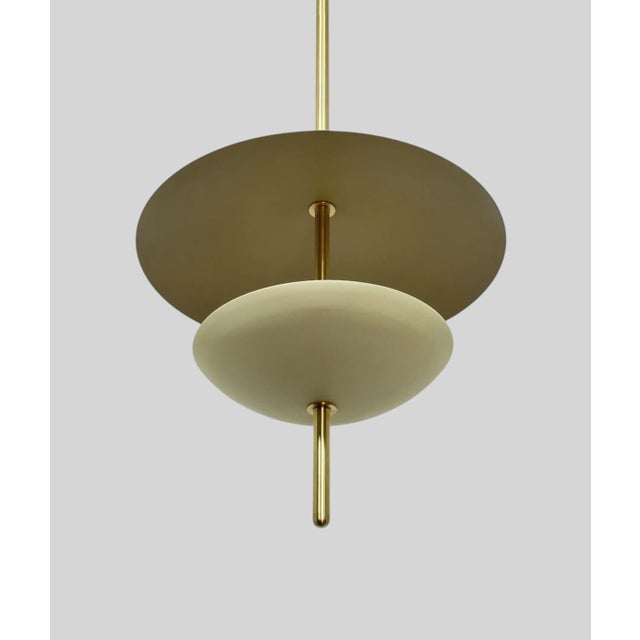 Modern 4 Light Brass Pendant Light Fixture For Sale - Image 4 of 6