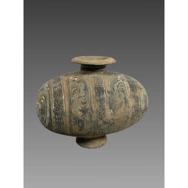 16th Century Polychrome earthenware cocoon vase, Early Han Dynasty (206 BC - 220 AD). Ancient China For Sale - Image 5 of 6