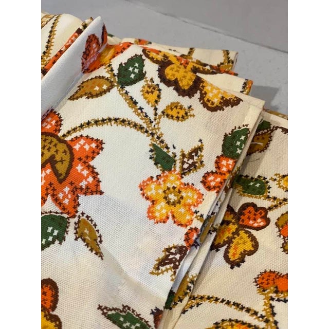 2 Pair Vintage 70s Retro Groovy Mod Flower Power Jacobean Design HTF Deadstock Curtains Mint For Sale - Image 4 of 10