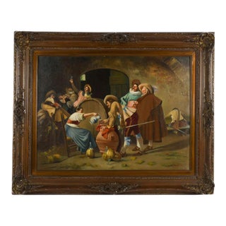 Early 20th Century Framed Signed "Le Repas Des Mousquetaires" After Francesco Tito on Canvas For Sale