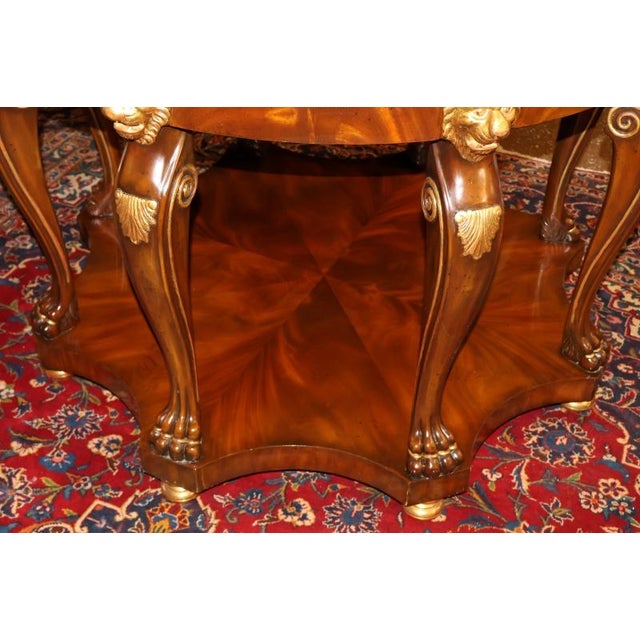 Maitland - Smith Maitland Smith Flame Mahogany Inlaid Lion Carved Center Table For Sale - Image 4 of 10