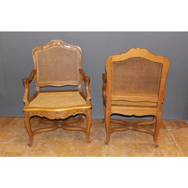 Pair of flat backdrops in finely carved oak regency, seat and folder canned, seat height 42 cm, together in very good...