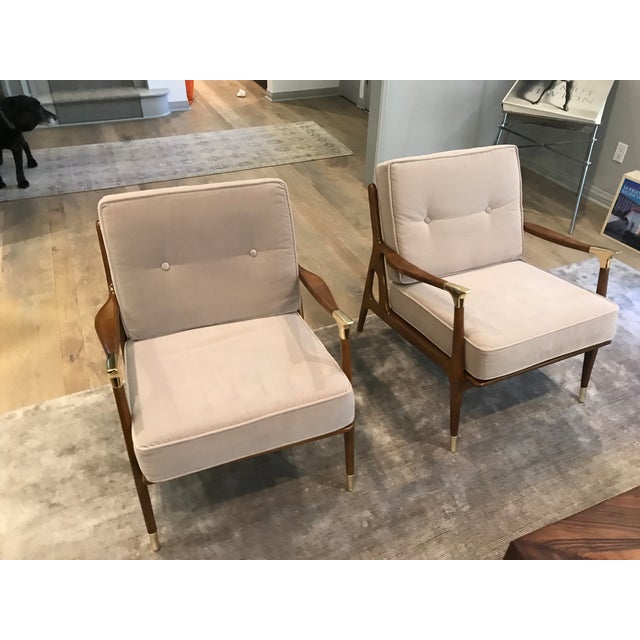 Modern Anthropologie Grey Velvet Haverhill Chairs A Pair