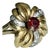 Vintage Mid-Century 18k Yellow Gold Garnet and Diamond Flower Cluster Ring, Size 7 For Sale