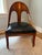 Wood Pair of Mid-Century Michael Taylor for Baker Mahogany Spoonback Slipper Chairs – Original Black Leather & Brass Tacks For Sale - Image 7 of 14