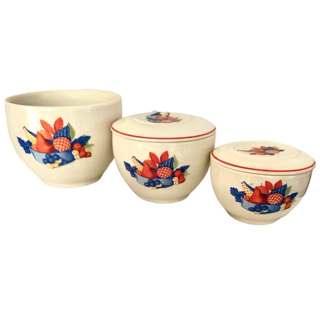 Vintage Universal Cambridge Potteries Calico Fruit Nesting Bowls - Set of 3 For Sale In Birmingham - Image 6 of 8