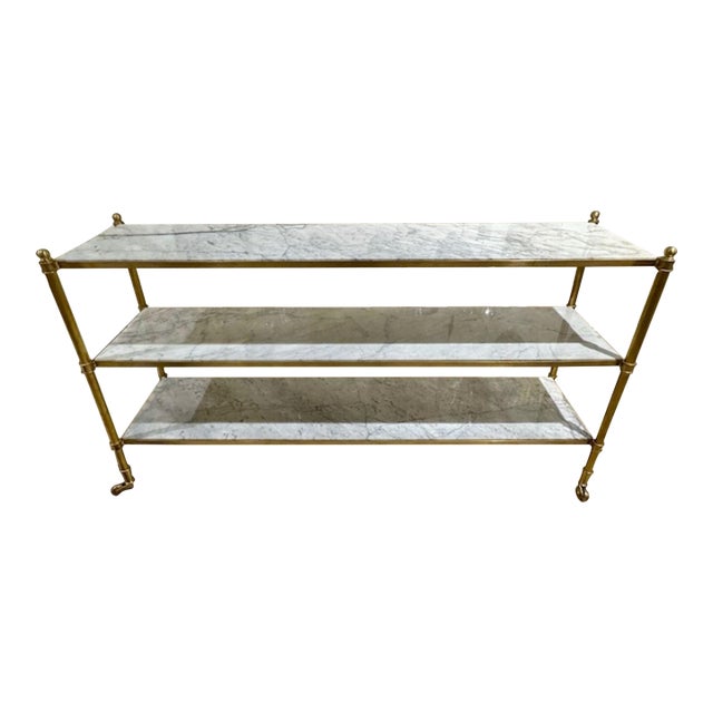 Custom French Directoire Style Brass and Marble Server For Sale