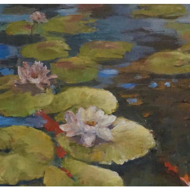 Contemporary Koi Pond Painting "Staying Afloat" by Karen Zazon For Sale In Los Angeles - Image 6 of 8
