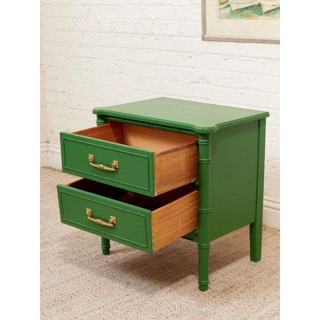 Mid 20th Century Emerald Faux Bamboo Nightstand For Sale - Image 11 of 12