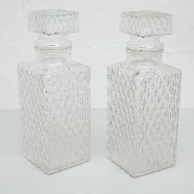 Vintage Glass Whisky Bottles and Ice Bucket, 1950, Set of 3 For Sale - Image 10 of 14