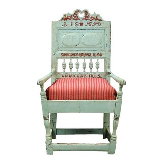 Danish Lars (Hugger) Pedersen Folk Art Painted Birch Armchair For Sale