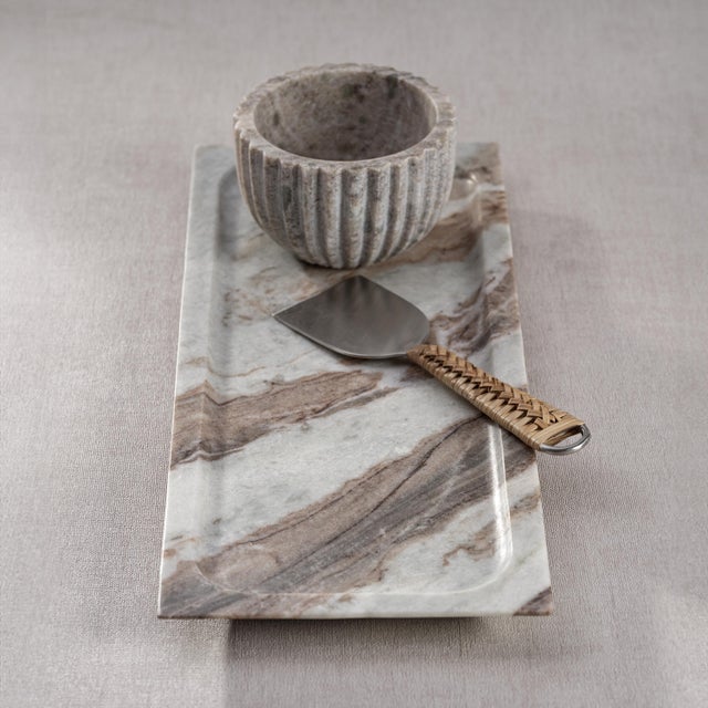 Contemporary Altamura Rectangular Marble Tray, Medium For Sale - Image 3 of 3